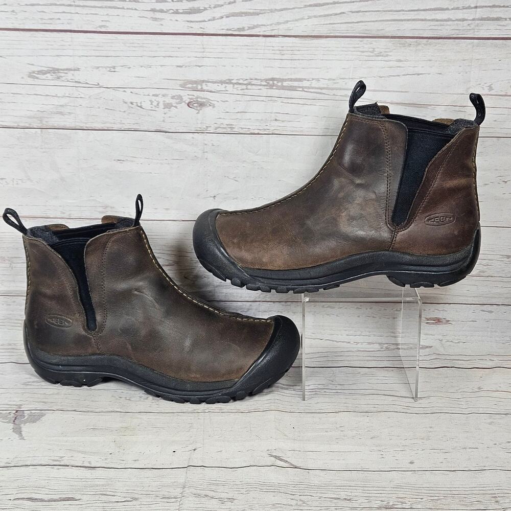 KEEN Women's Brown Leather Chelsea Ankle Boots US 9 Slip On Rubber Toe